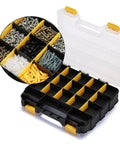 Dual Sided Tool Organizer Case With Impact Resistant Plastic 34 Compartment Hardware Box for Screws Nuts Bolts and Small Parts