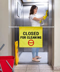 Restroom Closed For Cleaning Sign Yellow Hanging Doorway Safety Sign Adjustable From 30 To 53 Inches No Entry During Cleaning