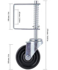 Beefed Up 4 Inch Gate Caster Wheel Set With Spring Loaded Swivel, Rugged Rubber And Steel Build, 250 To 500 Lb Load Capacity