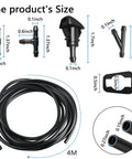 Chrysler Dodge Ram Windshield Washer Nozzle Kit Replacement With 157 Inch Windshield Fluid Hose 2 Sprayer Nozzles With Gaskets And 6 Hose Connectors Blue - components with sizes listed