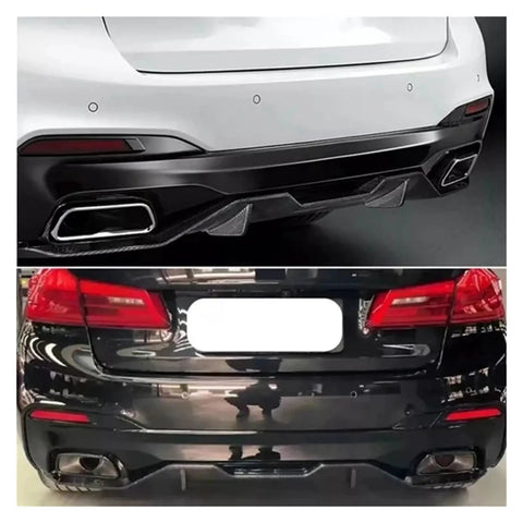 BMW 5 Series G30 G38 Beefed-Up Exhaust Pipe Muffler Tailpipe Replacement Tips, Durable Stainless Steel Rear Tail Tips In Bright Black Silver Finish, Protects Exhaust From Deformation, Fits 2018-2019