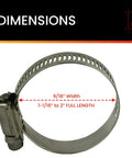 Stainless hose clamp, 9/16 in wide, fits 1-1/16 to 2 in diameter.
