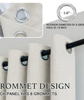 Close-up of Soft Faux Linen Curtains 63 Inch Long, Two Panels, showcasing grommet design for easy installation.