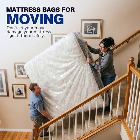 Two Pack Mattress Bags For Moving And Storage Fits King Or Queen Size Waterproof Tear Resistant 2 Mil Heavy Duty
