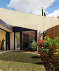 13x13 Foot Sun Shade Sail Outdoor Canopy For Backyard Yard Deck Patio Garden Beige Heavy Duty Shade Cloth, Permeable HDPE Material