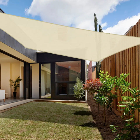 13x13 Foot Sun Shade Sail Outdoor Canopy For Backyard Yard Deck Patio Garden Beige Heavy Duty Shade Cloth, Permeable HDPE Material