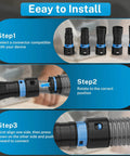 Smooth Operator Dust Control 16 Ft Shop Vac Hose Kit connectors installation steps with quick connect fittings and flexible hose.