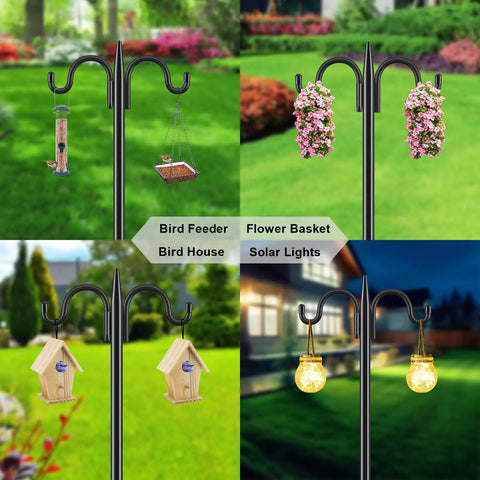 Two Pack 92 Inch Heavy Duty Shepherds Hook Garden Pole Set Three Quarter Inch Thick Outdoor Hanger for various uses