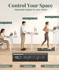 48 Inch Electric Standing Desk Height Adjustable Sit Stand Workstation With Silent Motor Memory Presets And Wide White Top in use at home office