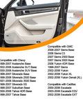Open car door showing compatibility list for Beefed Up Car Door Hinge Roller Pin And Bushing Repair Kit For Truck And SUV Doors