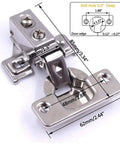 Detailed view of Twenty Piece Soft Close Satin Nickel Cabinet Door Hinge Set with measurements and concealed full overlay design.