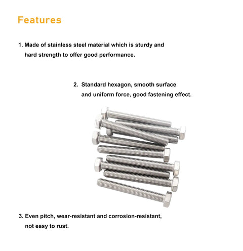 Heavy Duty M8 X 35Mm Hex Bolts Kit With Matching Nuts Flat Washers And Spring Lock Hardware In Rock Solid 304 Stainless Steel, multiple hex bolts.
