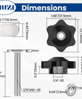 ZIUZI 10-pack 1/4-20 T-track star knob kit with 2-1/2 in bolts and washers for woodworking jigs