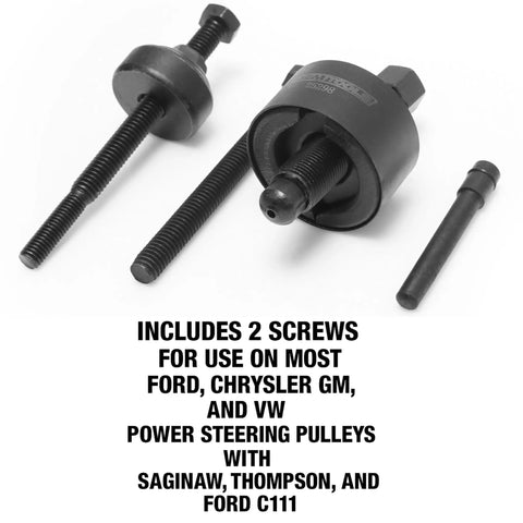 Power Steering Pulley Puller And Installer Kit For Most Domestic Vehicles showing screws and tool components