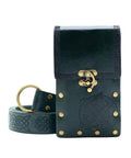 Badass Vintage Medieval Cosplay Belt For Men With Embossed Pu Leather Strap And Easy Adjust Buckle That Fits Snug And Looks Cool For Festivals Parties And Stage Wear with pouch.