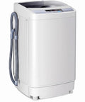 Compact Portable Washer With Smart Auto Cycles And Delay Start Control side view, slim design, grey hose, suitable for small apartments.