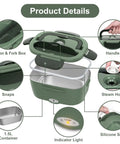 Hot On The Go Electric Lunch Box For Adults, 80W Portable Food Warmer, 1.5 Liter 304 Stainless Steel Container, 110V 12V 24V