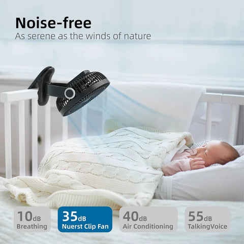 All Day Cool On The Go Clip On Fan With 10000mAh Battery 8 Inch Blade USB Powered Four Speed Settings Strong Airflow Sturdy Clamp