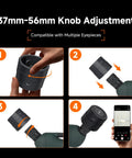 SC002 Wireless Electronic Eyepiece For 37mm To 56mm Scopes, WiFi Digiscoping Camera, knob adjustment process shown