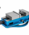 Heavy Duty Six Inch Milling Vise With Swivel Base And Tough As Nails Jaw Clamp For CNC Mill Lockdown Bulletproof Stability, close-up view.