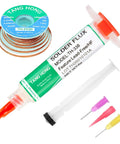 No Mess No Clean Solder Flux Paste And Desoldering Wick Braid Kit, 5ml Flux Syringe, 10ft Wick, RoHS Compliant, for DIY Electronics Repair