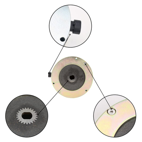 Front view of 10L0L 48V golf cart motor brake for EZGO RXV (2008–2011) with spline hub and mounting plate