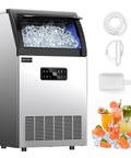 Straight Up Solid Commercial Ice Maker Makes 120 Lbs Daily Under Counter Design With A 33 Lb Storage Bin And Easy Water Filter Setup for parties, ice in storage.