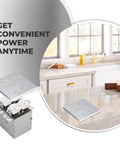 20A Receptacle Floor Box With Flip Lid in kitchen setting, showcasing nickel plated brass cover design