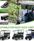 Heavy Duty Golf Cart Rearview Mirror No Drill Required Folding Adjustable 180 Degrees on standard square roof bar of golf cart.