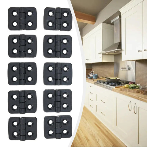 Small Plastic Butt Hinges With Door Bearing For Cabinets Or Mini Doors, Black, 10 Pack, 30x40mm with kitchen background