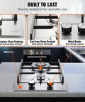 Gas Cooktop 12 Inch Two Burner Built In Stainless Steel Stove Top With 12250 BTU Max Dual Fuel Convertible LPG NG Hob