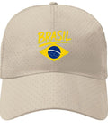 Lightweight Women Cap With Adjustable Buckle For All Seasons featuring Brasil design in beige cotton with perforated detail
