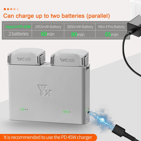 Bidirectional Charger For Mini 4 Pro And Mini 3 Pro Drones, Power Up Drone And Controller Simultaneously With USB Charging Port