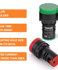 Energy Saving Indicator Lights Set For 12V, 24V And 110V Systems, 20 mA, 22 mm Mounting Hole, Red And Green High Brightness LEDs, 10 Pcs