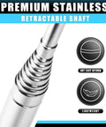Close-up of Performance Golf Ball Retriever with Thick Stainless Steel Shaft and Rubber Grip, lightweight features displayed