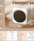 Hella Compact Two In One Washer And Dryer Combo With Bright Lcd Panel showing dimensions and capacity for washing delicates.