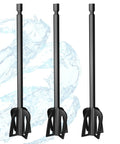 Workhorse Three Pack Resin Mixer Paddles for Drill Bidirectional Paint Stirrer Set shown vertically with water splash background