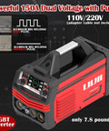 Multiprocess Beast 150A MIG Welder With Pulse Dual Voltage 110 And 220V IGBT Inverter shown with aluminum welding detail