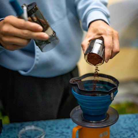Collapsible Pour Over Travel Coffee Maker With Silicone Cone Dripper On The Go Brew For Camping RV Caravan And Backpacking Fits Any Cup Or Mug Van Life Ready used to make coffee outdoors