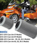 Dual Filtration Engine Oil Filter Kit With Extended Transmission Filter for 2013 Spyder next to orange motorcycle