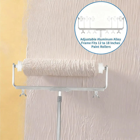 18 Inch Paint Roller Kit With Long Reach Pole And Deep Paint Tray For Fast Wall Ceiling Application showing aluminum alloy adjustable frame.