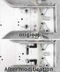 Comparison of RC10 model before and after installing Aluminum RC Steering Cranks Kit For 1/10 Scale Team Associated RC10 Upgrade Parts.
