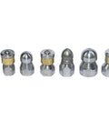 7 Pack 4000 PSI Sewer Jetter Nozzle Kit With Rotating Button Nose for Pressure Washer Drain Cleaning with front and rear turbo nozzles