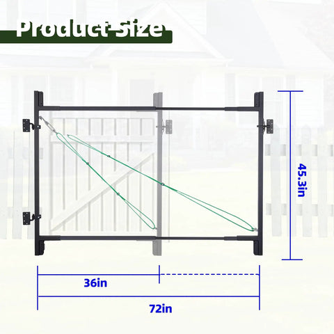 Heavy Duty Adjustable Fence Gate Kit For Wood Fences 36 To 72 Inches DIY Gate Kit Using 1x4 And 2x4 Lumber Complete 2 Pack For Building Sturdy 4 To 5 Foot Backyard Gates With Anti Sagging Diagonal Cable System Rust Resistant