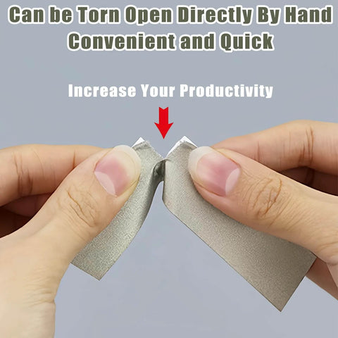 Hands tearing Waterproof Conductive Tape With EMI Shielding Cloth 2 Inch By 65 Feet, demonstrating easy tear feature.