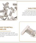 Silver Finish Cabinet Shelf Support Pegs 20 Pack For Cabinets, Bookcases, Closets, And Cupboards with knurled design