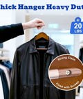 Beefy Extra Wide Solid Wood Hangers With Non Slip Bar And 360 Degree Swivel Hook For Suits, Jackets, And Pants, Heavy Duty