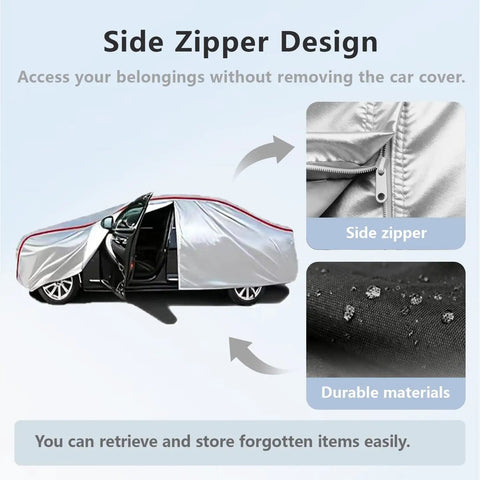 Pro Grade Outdoor Car Cover For Tesla Cybertruck And Heavy Duty Pickup Trucks with side zipper design for easy access.