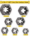 Do It All NPT Pipe Tap And Die Set With Seven Taps And Seven Dies For Quick Repairs And Maintenance, GCr15 carbon steel dies