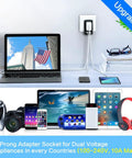 Various devices using 2000W Travel Voltage Converter 220V To 110V Step Down Adapter With Two USB Ports Worldwide Plug EU UK AU US
